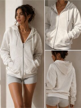 Cream Hoodie Size Medium Cozy Pullover Sweatshirt Casual Streetwear